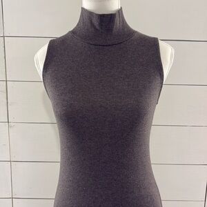 TNA Grey Sheath Midi Dress Mock Neck Sleeveless